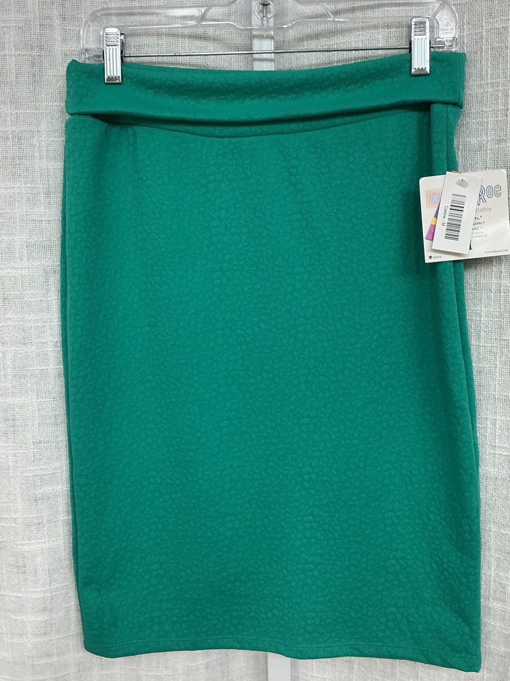 LuLaRoe Cassie Teal Knit Pencil Skirt with Folded Waistband